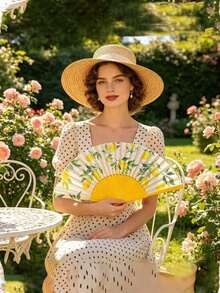 1/3/9/15/16/20/24/30/36/40pcs Spanish Lemon Pattern Folding Fans, Lemon Foldable Fans Summer Capri Style Paper Hand Fans, Spanish Lemon Cooling Decorative Handheld Fans, Suitable For Parties, Dance Performances, Travel, Birthday Gifts - Multiple Styles - View 6