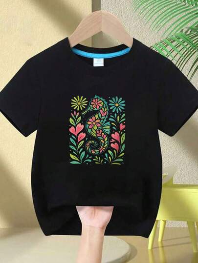 Dziewczęcy letni T-shirt z krótkim rękawem, dopasowany T-shirt, dzianina bawełniana, modny styl uliczny