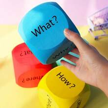 1pc/Set Question Word Dice Teaching Tool, Teacher Classroom Questioning, Interactive Entertainment, Reading Comprehension Prop, Large Dice, EVA Material - Multicolor - View 7
