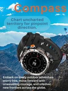 Effeokki 1.7-Inch Large Round Screen Men's Smart Watch, Durable, Supports Wireless Calling, IPS Display, Altitude, Barometer, Compass, LED Flashlight, 600mAh Large Capacity Battery, IP68 Waterproof, 100+ Sports Modes, Compatible With Android Phones - Round Screen/Black Strap - View 9