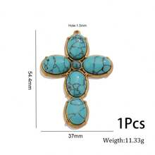 1 Pc 304 Stainless Steel 18K Gold Plated Natural Stone Cross Charm Multi Color Boho Cross Pendant DIY Necklace Jewelry Making Supplies - Cross - View 12