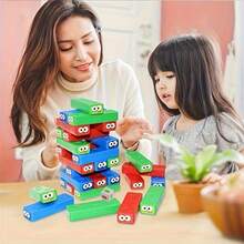 30pcs Fun Balance Blocks Toy, Suitable For Parent-Child Interaction, Partner Games And Group Games, Includes Dice And Stickers, Suitable For 1-3 Players, Birthday Party, Ideal Gift For Christmas And Halloween - Multicolor - View 1