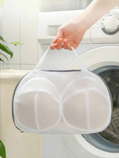 1pc/2pcs, Lingerie Laundry Bag, Washable Bra Bag, Bra Pouch; Protects Underwear From Deformation, Put Bra Inside And Toss Into Washing Machine, No Fear Of Tearing Or Deformation Even With High-Speed Agitation, Thickened Mesh Surface Anti-Scratch, Zipper Head With Protective Cover To Avoid Damaging Clothes, Suitable For Women's Daily Use Of Washing Machine For Lingerie; Foldable Design, Extremely Space-Saving, Thickness After Folding Is Thinner Than A Magazine, Can Easily Fit Into Luggage Side Pocket, No Space Occupied In Wardrobe For Home Storage, Zero Burden For Travel Carrying;