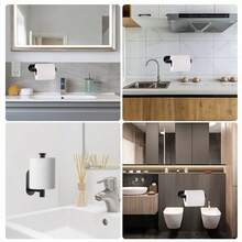 1pc Modern Kitchen Paper Towel Holder, No Drilling Required, Equipped With Strong And Mark-Free Adhesive, Roll Dispenser, Can Be Hung Under Cabinet, Space-Saving Vertical Storage Rack - Multicolor - View 3