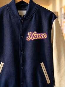 Custom Retro Embroidered Name Patch, Personalized Hook And Loop Letter Badge For Jackets & Denim Bags, Customized Colorful Bubble Word Decor, Customizable Aesthetic Fashion Accessory, Y2k Style Outfit Accent, Daily Wear Decoration - Style E - View 4