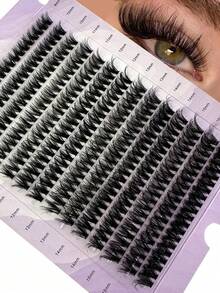 0.05mm Fine Hot Melt Cluster False Eyelashes 9-16mm Mixed Length Faux Mink Hair Eyelash Extensions 3D Russian Volume Single Cluster False Eyelashes Black Makeup Eyelashes Purple Box - D - View 1