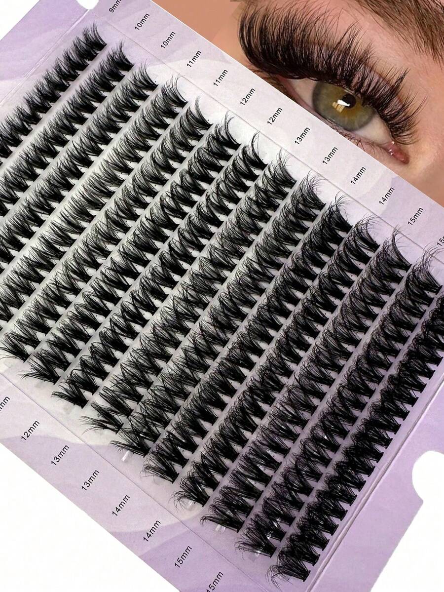 0.05mm Fine Hot Melt Cluster False Eyelashes 9-16mm Mixed Length Faux Mink Hair Eyelash Extensions 3D Russian Volume Single Cluster False Eyelashes Black Makeup Eyelashes Purple Box - D - View 1