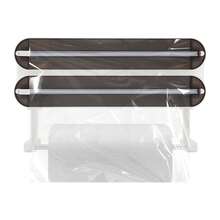 YUNRUX 3-In-1 Wall-Mounted Kitchen Roll Holder, Wall-Mounted Plastic Wrap Dispenser - 黑色 - 查看 1
