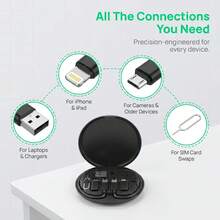 FCV 1pc Multi-USB Charging Adapter Cable Set, Includes Mirror, USB C To Lightning Adapter Box, USB A And Type C To Male Micro/Type C/Lightning Converter Set, Data Transfer, Card Slot Storage, Tray Ejector Pin, Phone Stand, Square/Round - Multicolor - View 4
