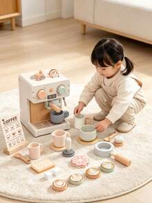 Mainan Meja Pembuat Kopi Kayu Italia Simulasi, Set Peralatan Makan Dim Sum, Mainan Dapur Simulasi Pembuatan Kopi untuk Bayi, Alat Bantu Pengajaran Pendidikan Dini - MultiWarna - View 6