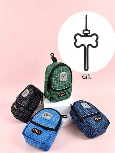 1pc Multi-Functional Pet Waste Bag/Pet Treat Bag With Black Bone Pendant, Suitable For Various Types Of Leashes - Perfect For Pet Use During Outings