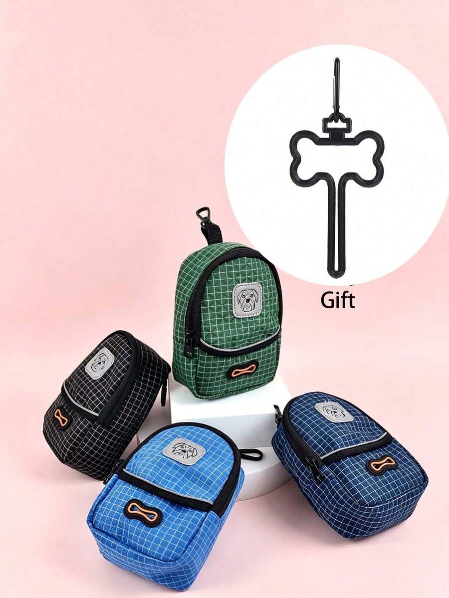 1pc Multi-Functional Pet Waste Bag/Pet Treat Bag With Black Bone Pendant, Suitable For Various Types Of Leashes - Perfect For Pet Use During Outings - View 1