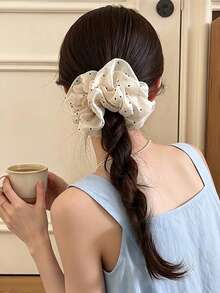 Jian Xiao French Style Gentle Polka Dot Oversized Scrunchie Pearlescent Gradient Elegant Bun Hair Tie Ponytail Hair Accessory - Multicolor - View 2
