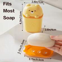 1pc Cute Travel Soap Dispenser, Portable Leak-Proof Liquid Soap Container With Lid, Soap Dish With Drainage Function, Suitable For Bathroom, Gym, Travel, Camping And Outdoor Use (Bear Shape) - View 12