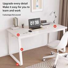 Modern Gaming Computer Desk, Simple Style Home Office Writing Table, Study Corner PC Work Desk For Bedroom - White - View 7