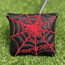 1pc Spider Web Embroidered Square Hammer Putter Cover, Magnetic PU Leather Golf Club Head Protector - Multicolor - View 8