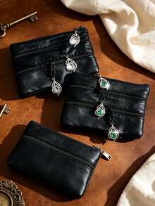 Elegant Rhinestone Multi-Zipper Coin Purse, Large Capacity 4-Layer Zipper Multifunctional Card Holder, Small PU Leather Card Wallet, Portable Mini Wallet, Cash Pouch, Jewelry Bag, Key Holder, Suitable For Back To School Gift, Party Gift, Holiday Gift,Travel Essential - Multicolor - View 2