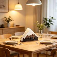 Wooden Mountain Forest Napkin Holder, Rustic Pine Tree Landscape Tissue Stand For Dining Table Decor - Multicolor - View 4