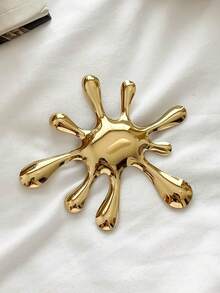 3pcs Stainless Steel 18K Gold Plated High Color Retention Asymmetrical Liquid Brooch Lapel Pin Set - Gold - View 3