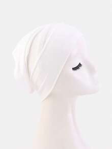 Silk Solid Color Anti-Slip Beanie Hat, Simple Practical Multi-Functional - White - View 2