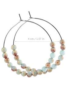 Yumfeel Vintage Shoushan Stone Round Beaded Hoop Earrings, Bohemian Style Women's Hoop Earrings, Helps Relieve Anxiety, Elegant And Fashionable Jewelry Gift - Shoushan Stone - View 5