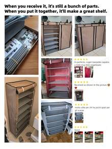 1pc Dust-Proof Shoe Rack With Cover, Space-Saving Storage Shelf, Improve Space Utilization, Sturdy And Stylish Structure, Easy To Assemble And Disassemble, Portable, Suitable For Living Room, Bedroom, Entrance, Office, Home, Multi-Layer Storage, Holiday Gift - Multicolor - View 10