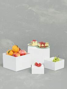 3 Sets 6pcs Stackable Acrylic Dessert Display Stands, White Rectangular Dessert Boxes, Multiple Sizes, Suitable For Party, Buffet, Wedding Decor, Bridal Shower, Baby Shower, Birthday Party, Gathering Dessert Display, And Christmas And Holiday Party Decor. - White Square - View 16