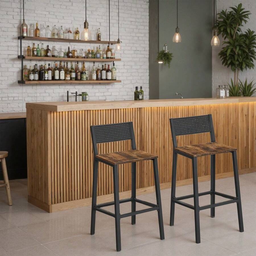 SONGMICS Set da 2 Sgabelli da Bar, per Cucina Sala da Pranzo Studio, Stile Moderno - Colore vintage - Visualizzare 1