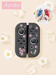 Ayotu 適用於 Switch/Switch OLED/Switch Lite 花卉與蝴蝶結圖案遊戲主機外殼與配件，套裝包含保護殼、收納袋、底座外殼、控制器保護套及多款配件可供選擇，返校禮物/生日禮物/週年禮物 - 查看 18