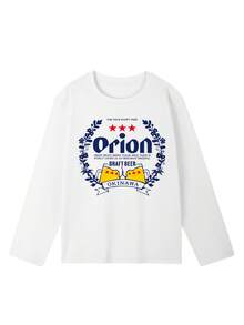 Y2K 美式復古新款女款圓領 Orion Beer 印花休閒百搭可愛女孩寬鬆長袖 T-shirt 上衣 白色 - 白色 - 查看 6