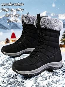 Botas de Caminhada de Inverno Masculinas Pretas, Estilo Atemporal Novo, Marca, Sapatos Masculinos Plus Size, Botas de Caminhada ao Ar Livre, Botas Esportivas de Caminhada, Botas de Primavera, Botas de Outono, Botas de Inverno, Botas Multiterreno, Botas de Caça, Botas de Camping, Botas Masculinas com Forro de Pele Longa para Manter o Calor, Botas de Esportes na Neve, Presente de Natal, Botas de Plataforma Antiderrapantes, Duráveis, Resistentes ao Frio, Sapatos Esportivos de Inverno de Alta Qualidade, Botas de Tornozelo Masculinas/Femininas de Outono/Inverno, Sapatos Esportivos ao Ar Livre, Tamanho 36-48 - Preto - Visão 2