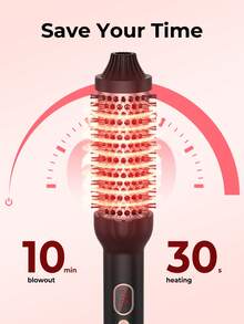 UKLISS 陶瓷電氣石離子加熱捲髮梳 - 雙電壓快速加熱，豐盈吹風梳，快速乾髮，3段可調溫度，不拉扯、不糾結、不卡髮，捲髮梳，熱直髮梳，熱風造型梳，適合所有髮長與髮質，電熱造型梳 - 美國插頭，禮物，粉色，彩妝，海灘，假期，美髮護理，Y2K風格，度假，夏季髮飾，返校，居家使用 - 黑色 - 查看 2