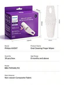 Philips Avent Baby Finger Toothbrush, Wipes Toothbrush, Tooth And Gum Wipes Tongue Cleaner, Infant Oral Cleaner, 30 Count - Multicolor - View 11