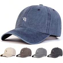 1pc Women's RH Embroidered Washed Baseball Cap, Fashionable Adjustable Sun Protection Casual Hat, Suitable For All Seasons, Daily And Sports - Multicolor - View 1
