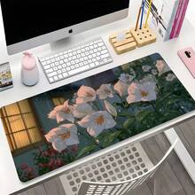 YUFZX 1pc Extra Large Extended Moonlit Starlight Lily Flower Sea Pattern Mouse Pad, With Non-Slip Rubber Bottom And Stitched Soft Cloth Material Keyboard Pad. Quiet Night Sky Healing Floral Landscape Aesthetic With Non-Slip Rubber Bottom And Stitched Soft Cloth Material Keyboard Pad, Suitable For Gaming, Home Office And Learning Scenarios. - View 20
