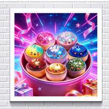 Rainbow Dumpling DIY Diamond Painting Mosaic Craft, 5D Full Round Diamond Painting Product, Suitable For Desktop Decoration And Dining Table Decoration, Handmade Set Home Decor Gift Unique Design, Holiday Party Diamond Painting Set Perfect Creative Art Holiday Gift Frameless - Rainbow Dumplings - View 9