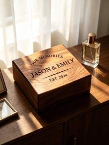 Personalized Wedding Keepsake Box, Customized Commemorative Box, Couple Name Gift, Anniversary Storage Box, Ideal Gift For Him - Multicolor - View 2