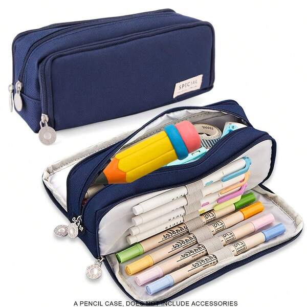 1pc Creative Large Capacity Pencil Case, Desktop Stationery Organizer, Portable Storage Box For Boys/Girls, Back To School, First Day Of School