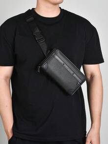 Men's Wear-Resistant Crossbody Waist Bag, Fashionable Minimalist Cashier Bag, Korean Style Solid Color Chest Bag - Multicolor - View 6