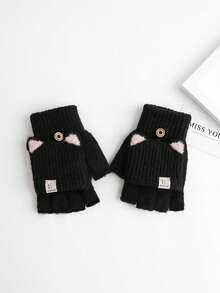 Cute Girl Thick Cat Ear Gloves, Cartoon Design, Suitable For Autumn/Winter Outdoor Play And Daily Wear - Multicolor - View 4