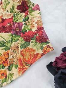 Vintage Floral Print Tapestry Style Corset Top, Romantic Date Night Casual Vacation Essential - Multicolor - View 5