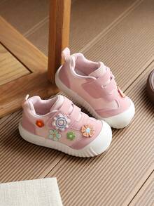 1 Pair Baby Girl Soft Sole Walking Shoes, Spring/Summer Cartoon Closed-Toe Shoes - Pink - View 2