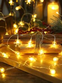 1pc 1.5/3/6M Christmas Interior Decoration Crystal Bubble Ball, Snowflake Light String, Battery Powered (Excluding Battery), Christmas Decoration Light String, Wedding Festival Party Decoration Night Light, Indoor, Bedroom, Christmas Decor Lights - Yellow - View 15