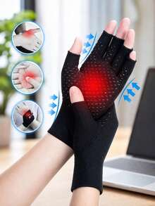 Unisex Compression Gloves, Hand Support Gloves For Rheumatism And Carpal Tunnel Pain Relief, Non-Slip Black Cycling Work Gloves With Grip Particles, Suitable For Cycling, Motorcycle Riding, Skiing, Fitness And Outdoor Sports - Multicolor - View 7
