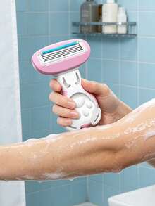 Women's Hair Removal Razor, Suitable For Underarms, Legs And Bikini Area, Portable Manual Razor, Pink Manual Razor, Women's Bikini Manual Safety Razor Blade Hair Removal Shaving/5-Layer Blade, Stainless Steel Blade Replaceable Pink Razor Head, Gift Travel Essential (Handle + Blade + Storage Box) Back To School Gift - Multicolor - View 2