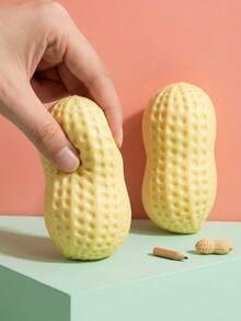 1/2pcs Squeezable Peanut Toy, Bright Yellow Silicone Realistic Nut Stress Ball, Portable Anxiety Relief Squeeze Toy, Creative Holiday And Birthday Gift For Adults - Multicolor - View 2