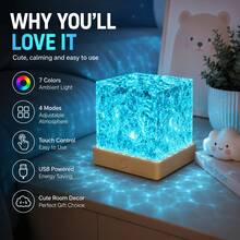 RGB Halloween Atmosphere Light USB Aurora Water Ripple Projection Lamp Color Changing LED Decorative Night Light Touch Control Rotating Mood Light Bedroom Desktop Decor Horror Party Holiday Decoration - Square Water Ripple Light - View 3