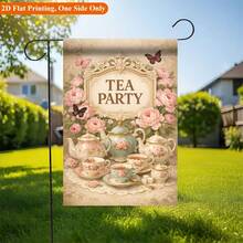 2D Flat Print Garden Flag 1pc, Tea Party Decor Garden Flag - Single-Sided Printed Outdoor Decoration, Suitable For Home And Garden, Holiday Decoration, Durable Polyester, 11.8X17.7 Inches, Flag Pole Not Included - A - View 4