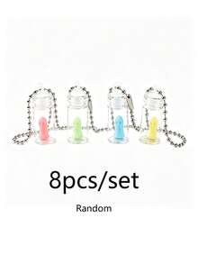 8pcs/Set Halloween Glass Bottle Ghost Keychain, Glowing Little Ghost Pendant, Cute Halloween Bag Charm Key Ring, Spooky Party Decoration Accessory - A - View 12