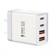 1 buah/2 buah/3 buah Kepala Pengisi Daya USB-C Ganda Portabel 55W, Blok Pengisian Cepat USB-C 4 Port, Adaptor Daya QC+PD, Kompatibel dengan iPhone 17 16 15 14 13 12 11 Plus Pro Max, Tablet, dan Berbagai Perangkat - Steker Tipe AS A (110-127V) - View 9